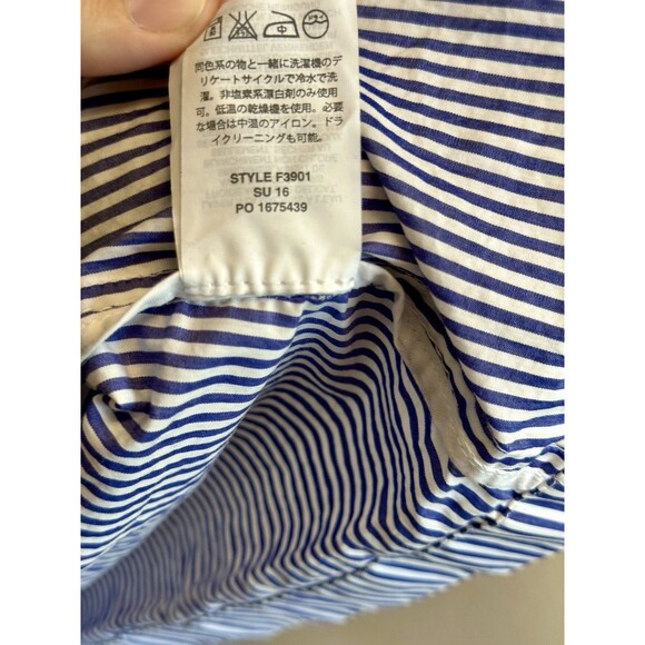 J Crew Womens Blue Striped Double-Breasted Cotton Trench Coat Pockets Size 2 - Picture 8 of 14